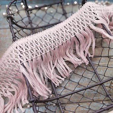 Imagem de 5 jardas/lote 12 cm feito à mão algodão guarnição de renda borla acessórios de franja roupas bege cortina mesa suéter decorativo, B cinza rosa 10 cm