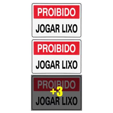 Imagem de Combo 6 Placas De Sinalização Proibido Jogar Lixo 30x20 Acesso - P-10 F9e