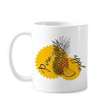 Imagem de Caneca de cerâmica com desenho de abacaxi amarelo cerâmica xícara de porcelana de café
