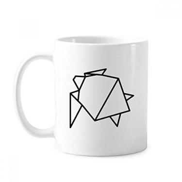 Imagem de Caneca abstrata origami tartaruga, formato geométrico, cerâmica, café, porcelana