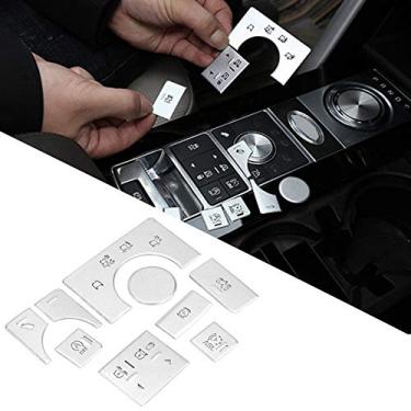 Imagem de Adesivo de Botão de Modo de Console Central de Interior de Carro de Liga de 9 Peças, Kit de Reparo de Botão AC de Interior de Carro de Liga para Acessórios Range Rover 2014-2017