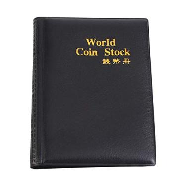Imagem de Portátil 120 bolsos 10 páginas livreto de coleção de moedas Álbum para moedas, moeda estrangeira, fichas, medalhões (preto)