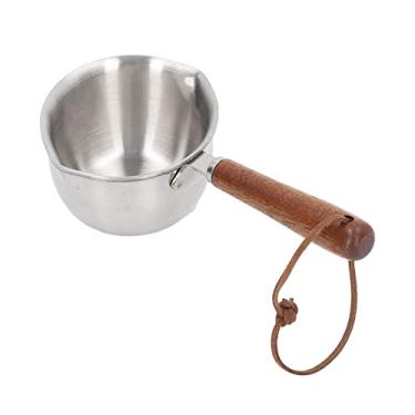 Imagem de Aquecedor de Manteiga, Panela Multiuso de Aço Inoxidável de 3 Camadas para Derreter Chocolate Com Alça de Madeira, Aquecedor de Leite Mini Pote para Derreter Manteiga Pote de Leite (200ML)