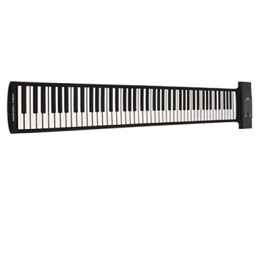 Imagem de Roll Up Piano Clássico Flexível de Brinquedo Teclado para Crianças, 88 Chaves com Função Midi, Suporte de Gravação, Edição, Silicone Dobrável Piano Pad Portátil Preto 1100mah (Plugue dos EUA)