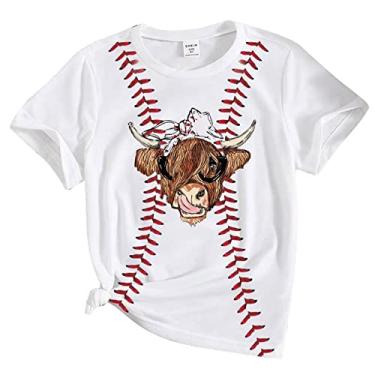 Imagem de Blusa Camiseta Tops Casual Beisebol Estampas 3D Crianças Meninas Meninos Estampado Roupas Crianças Adolescentes Meninas Roupas Infantis Meninas Roupas Infantis (Roxo, 9-10 Anos)