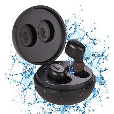 Imagem de Fones de ouvido de natação IP68 à prova d'água – Fones de ouvido esportivos sem fio Bluetooth 5.0 microfone embutido à prova de suor, ajuste estável com fones de ouvido com estojo