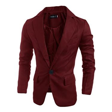 Imagem de Letuwj Blazer masculino com um botão, Vinho tinto, Medium