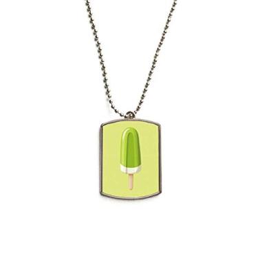 Imagem de DIYthinker Colar para animais de estimação com pingente de corrente de aço inoxidável de picolé de feijão verde Mung