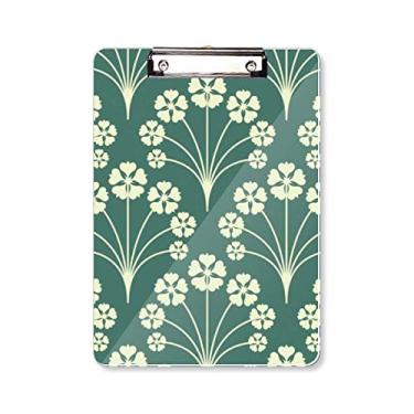 Imagem de Prancheta decorativa verde com flor de estrela branca A4