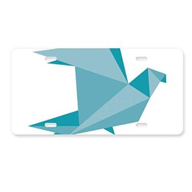 Imagem de DIYthinker Placa de licença de origami verde padrão de pombo abstrato decoração aço inoxidável etiqueta de automóvel