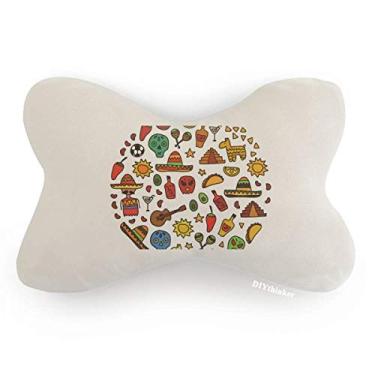 Imagem de DIYthinker Almofada para decoração de pescoço com ilustração de futebol americano caveira guitarra Pepper Football