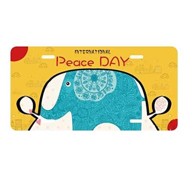 Imagem de DIYthinker Chapéu vermelho elefante bandeira azul colorida placa de carro decoração Dia da Paz