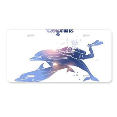 Imagem de DIYthinker Etiqueta de aço inoxidável para decoração de placa de licença com golfinhos