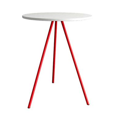 Imagem de Mesa Lateral Gabriela Wood Branca e Vermelha