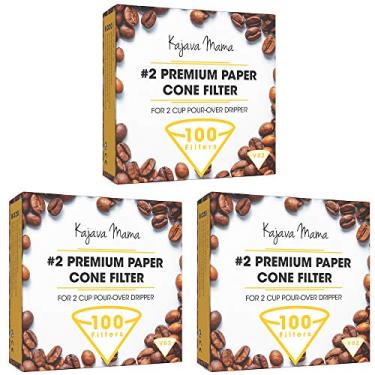 Imagem de Kajava Mama V02 Filtro De Cone De Papel Premium – Conjunto De Filtros Descartáveis Projetados Para Gotejadores De 2 Xícaras – Feitos Da Melhor Polpa De Madeira – Gotejamento Perfeito, Sabor Total, Sem Resíduos De Café Moído – CONJUNTO DE 2 VALORES DE CAIXA (TOTAL 300 FILTROS)