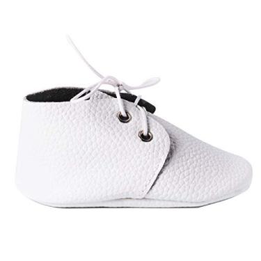 Imagem de London Jae Apparel Mocassins de bebê para meninos e meninas. Mocassins infantis e infantis 100% couro genuíno e camurça. Sola macia Oxford e mocassim botas, Branco, XXL