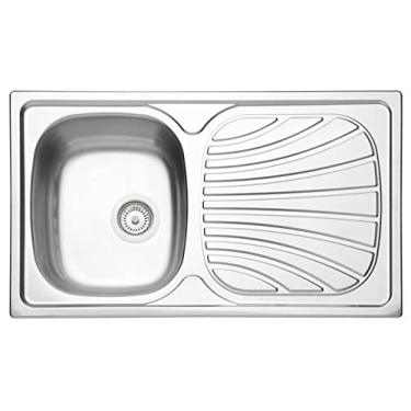 Imagem de Cuba de Sobrepor Tramontina Alpha 34 Plus R em Aço Inox com Acabamento Natural 86 x 50 cm com Escorredor e Válvula