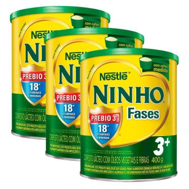 Imagem de Composto Lácteo Ninho Fases 3+ 400g | Kit com três unidades