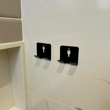 Imagem de Kit 2 Suportes Parede Banheiro Lamina Autocolante Acrílico (Preto)