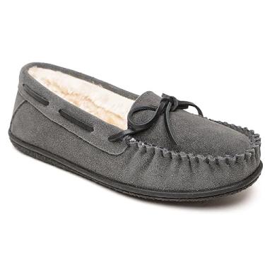Imagem de Minnetonka Mocassim Camp Tie Moc – Pantufas femininas para ambientes externos/internos, Carvão, 8