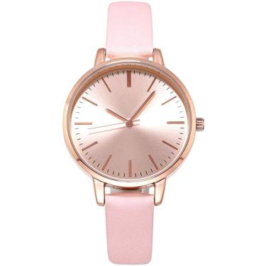 Imagem de Pulseira de couro feminina, relógios de quartzo de luxo, relógio de pulso impermeável 90ch