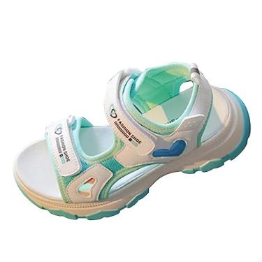 Imagem de Sapatos infantis casuais sandálias planas moda sola macia sandálias de praia ao ar livre sandálias de piscina, Azul, 2 Big Kid