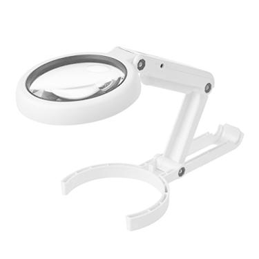 Imagem de Lupa de mesa portátil 5X / 10X com luz LED e suporte Lupa iluminada alimentada por USB para elaboração de relógio Ferramenta de hobby para reparo de eletrônicos