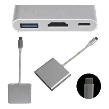 Imagem de Cabo Adaptador Tipo C Hdmi Usb 3.0 4K Type-C To Hdmi