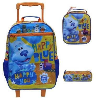 Imagem de Kit Mochila Rodinha Lancheira e Estojo Dermiwill Pista Blue