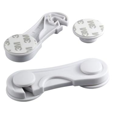 Imagem de Kit Trava Gaveta Porta Armário Segurança Protetor Infantil Proteção Bebe Casa Segura Branco (Kit 5)