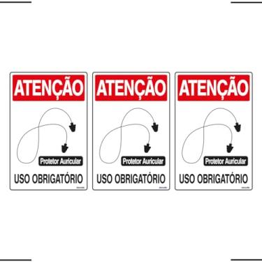 Imagem de Combo 3 Placas De Sinalização Atenção Protetor Auricular Uso Obrigatório 20x30 Ekomunike - S-200 F9e