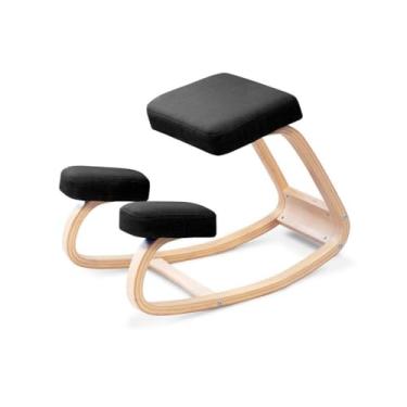 Imagem de Aeumruch Cadeira de joelho ergonômica para ajoelhar cadeira de escritório melhor postura apoio ao joelho, pernas cruzadas, alívio natural para dor nas costas, ombro ou pescoço (preto)