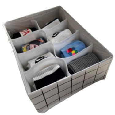 Imagem de Caixa Organizadora Multiuso Dobrável C/ 8 Divisórias Organizador de Roupa Armário e Gaveta Otimizador de Espaço