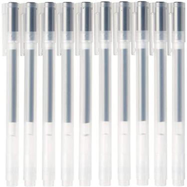 Imagem de Muji Conjunto de 10 peças de caneta esferográfica de tinta gel, ponta de 0,38 mm, preta