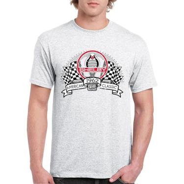 Imagem de Camiseta masculina Shelby American Classic Vintage Mustang Cobra Racing GT500 GT350 Muscle Car Powered by Ford 1962, Cinza-claro, XXG