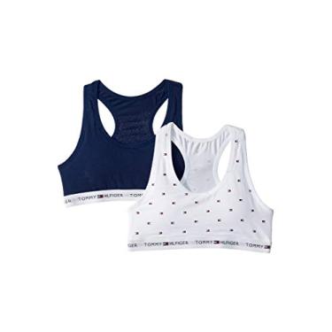 Imagem de Tommy Hilfiger Sutiã cropped para meninas (pacote com 2), Mini bandeira branca, 12-14