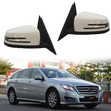 Imagem de Conjunto de espelho de porta lateral adequado para Mercedes Benz 2007-2015 W251 R280 R300 R350 R400 Espelho retrovisor lateral para acessórios Mercedes Benz dobrável, memória, aquecimento, luz de poça