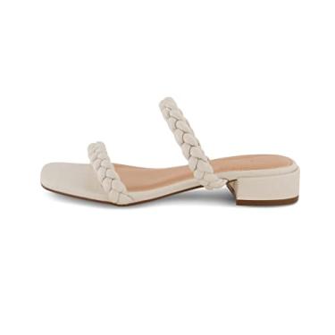 Imagem de CUSHIONAIRE Women's Nestar braided low block heel sandal +Memory Foam, Ivory 9.5 W