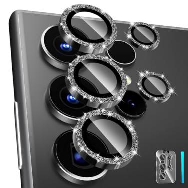 Imagem de CloudValley Protetor de lente para câmera Samsung Galaxy S24 Ultra, vidro temperado 9H e liga de alumínio ultrafina, capa protetora de tela individual para S24 Ultra 5G 2024, preto brilhante
