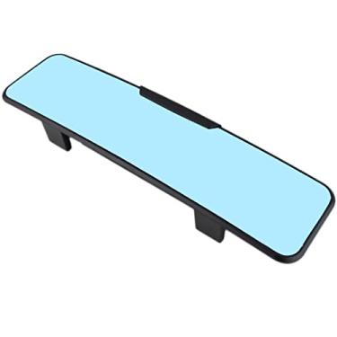 Imagem de ESreake Espelho retrovisor de carro convexo HD antirreflexo de 28 cm, com clipe interno universal no espelho retrovisor amplo angular para reduzir o ponto cego para carros, caminhões SUV (espelho azul/antirreflexo, 28 cm oblongo)