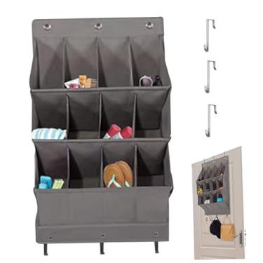 Imagem de Organizadores de sapatos sobre a porta Armazenamento de sapatos sobre a porta com 12 bolsos profundos Armazenamento de sapatos suspensos montados na parede para todos os fins 600D Oxford sobre porta O