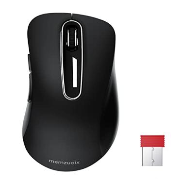 Imagem de Memzuoix Mouse sem fio de 2,4 G, mouse sem fio de computador de 1400 DPI com receptor USB, sem fio, portátil, alimentado por bateria, mouse sem fio para notebook, PC, desktop, 5 botões (preto)