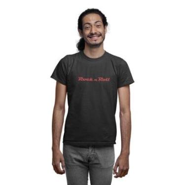Imagem de Camiseta Manga Curta Casual Masculino com Estampa Rock In Roll e Gola Redonda-Masculino