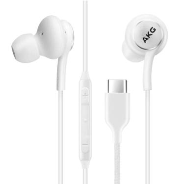 Imagem de UrbanX Fones de ouvido estéreo tipo C 2021 OEM para Motorola Edge (2021) cabo trançado - com microfone - branco - conector USB-C (versão dos EUA)