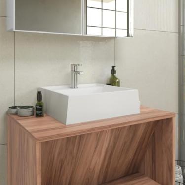 Imagem de Cuba para Banheiro Quadrada Ametista Branca - Móveis Bosi