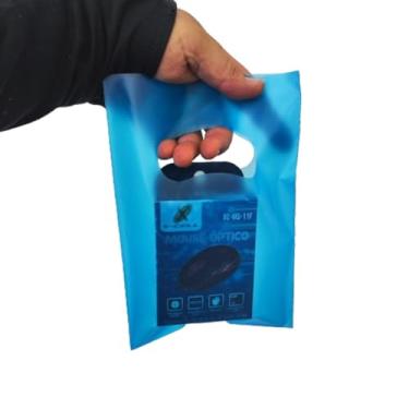 Imagem de 50 SACOLAS PLASTICA BOCA DE PALHAÇO 1°LINHA, VARIOS TAMANHOS ESCOLHA O SEU (AZUL TRANSPARENTE, 16X20)