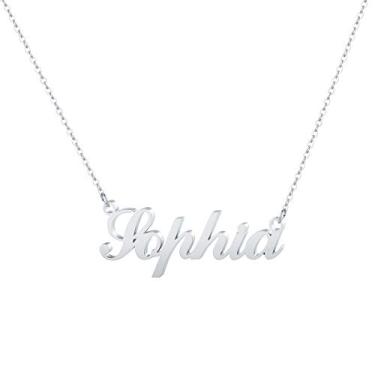 Imagem de Hidepoo Colar com nome personalizado – Colar com pingente de nome personalizado de aço inoxidável, corrente delicada com nome de letra, joias personalizadas, presentes para mulheres e meninas, Metal