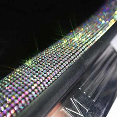 Imagem de Protetor de para-choque de carro brilhante com strass para entrada de porta adesivo de cristal para placa de soleira elegante acessórios exteriores (2 peças)
