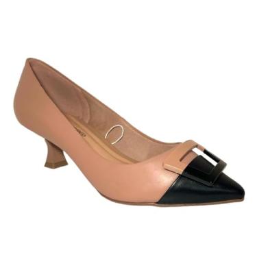 Imagem de Bottero, Sapato Scarpin Fem Bottero Couro Nude/Preto 354608-8 Tamanho:38;Cor:Nude