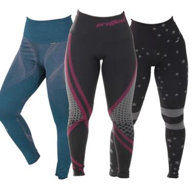 Imagem de Kit com 3 Leggings Mescla Sublimadas Cintura Alta Suplex (M, Estrela/Spider/Faixa)